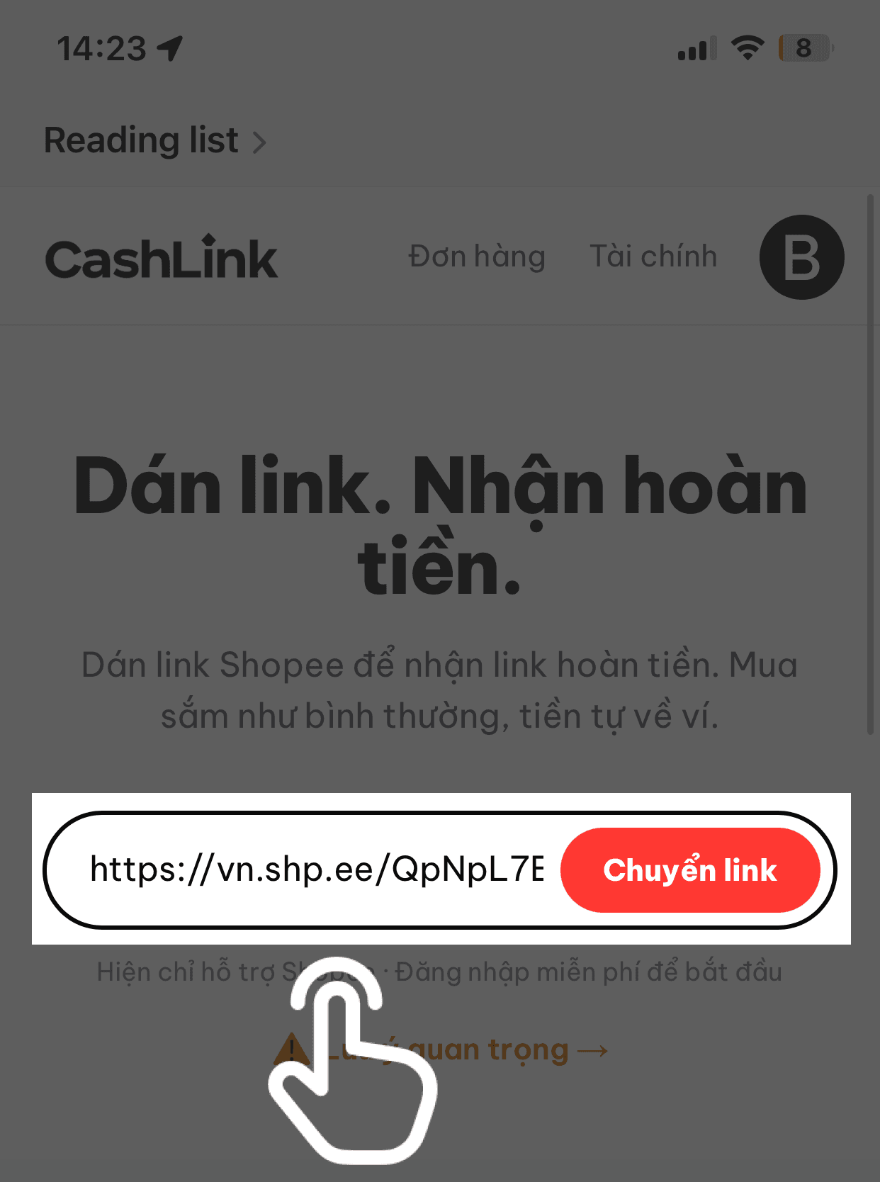 Bước 3: Dán link và nhấn "Chuyển link"
